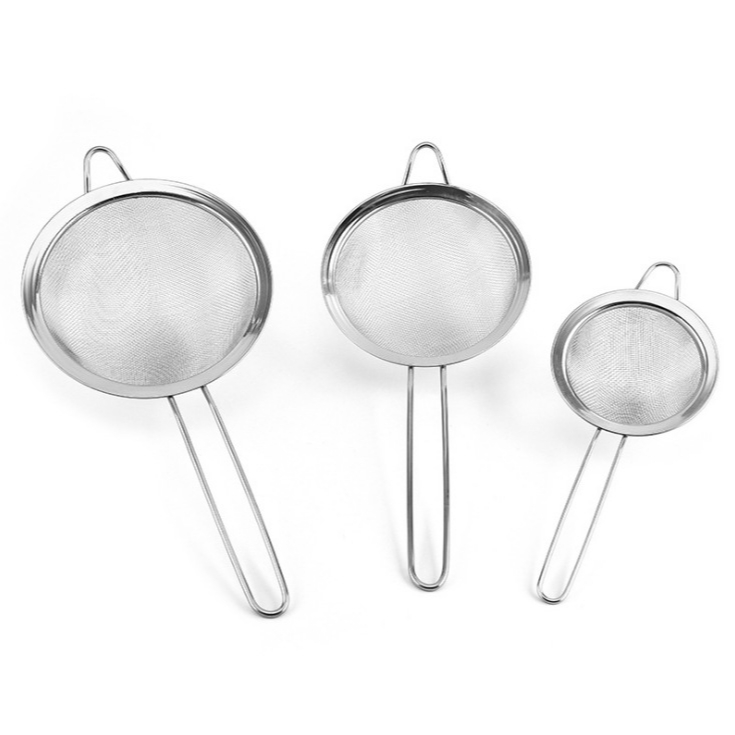 Kit 3 Peneira Coador De Peneiras Aço Inoxidável Para Cozinha Peneira De Cozinha