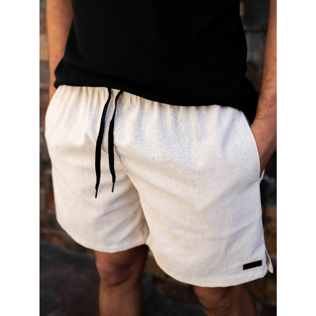 Bermuda ou shorts de Linho básica com bolso embutido Short Casual Plus Size Masculino