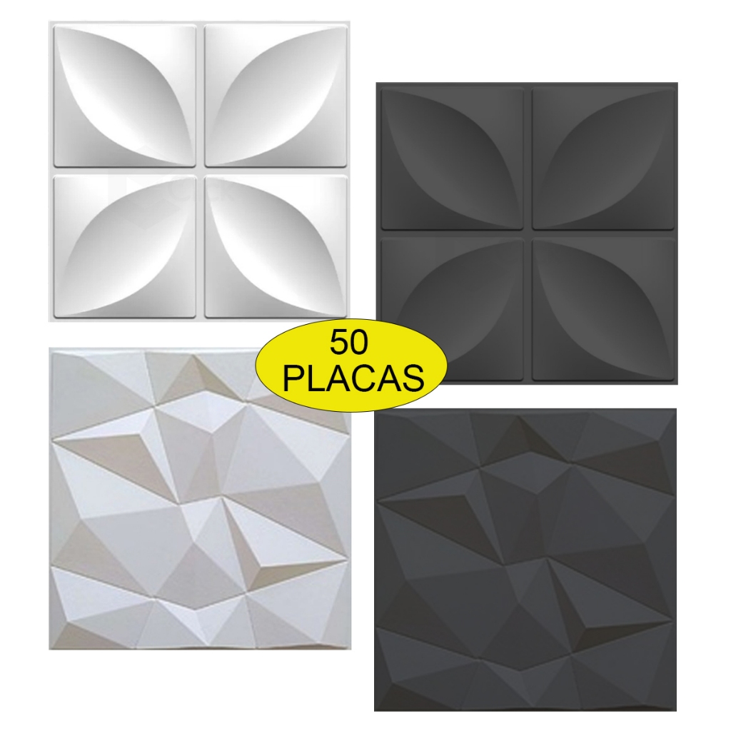 Kit 16 e 50  Placas  PVC 3D 25x25 Revestimento de Parede Decorativa