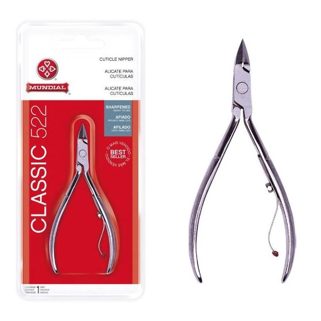 Mundial Alicate de Cutícula 522 Classic – Aço Carbono Niquelado, Corte Preciso, Durável, Afiado de F