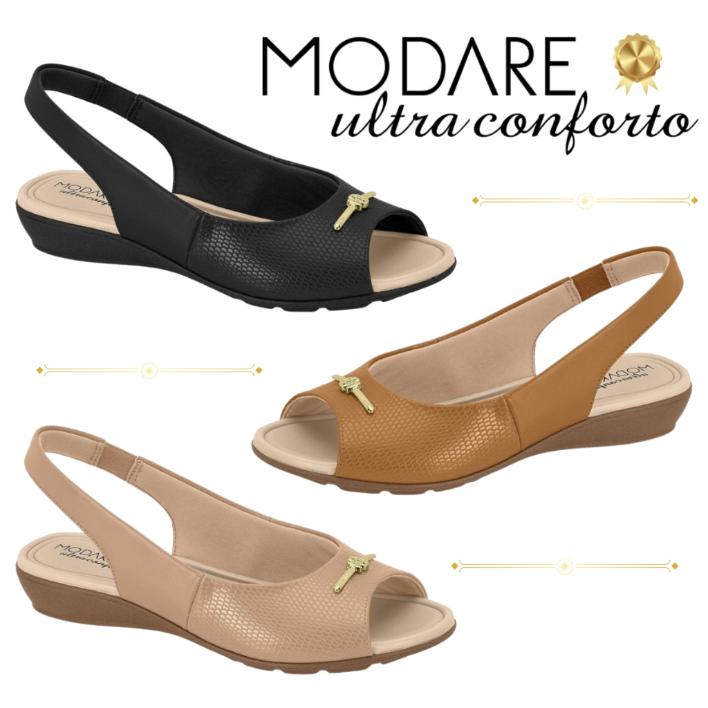 Sandalia Feminina Modare Textura Snake Ultraconforto Original Antiderrapante