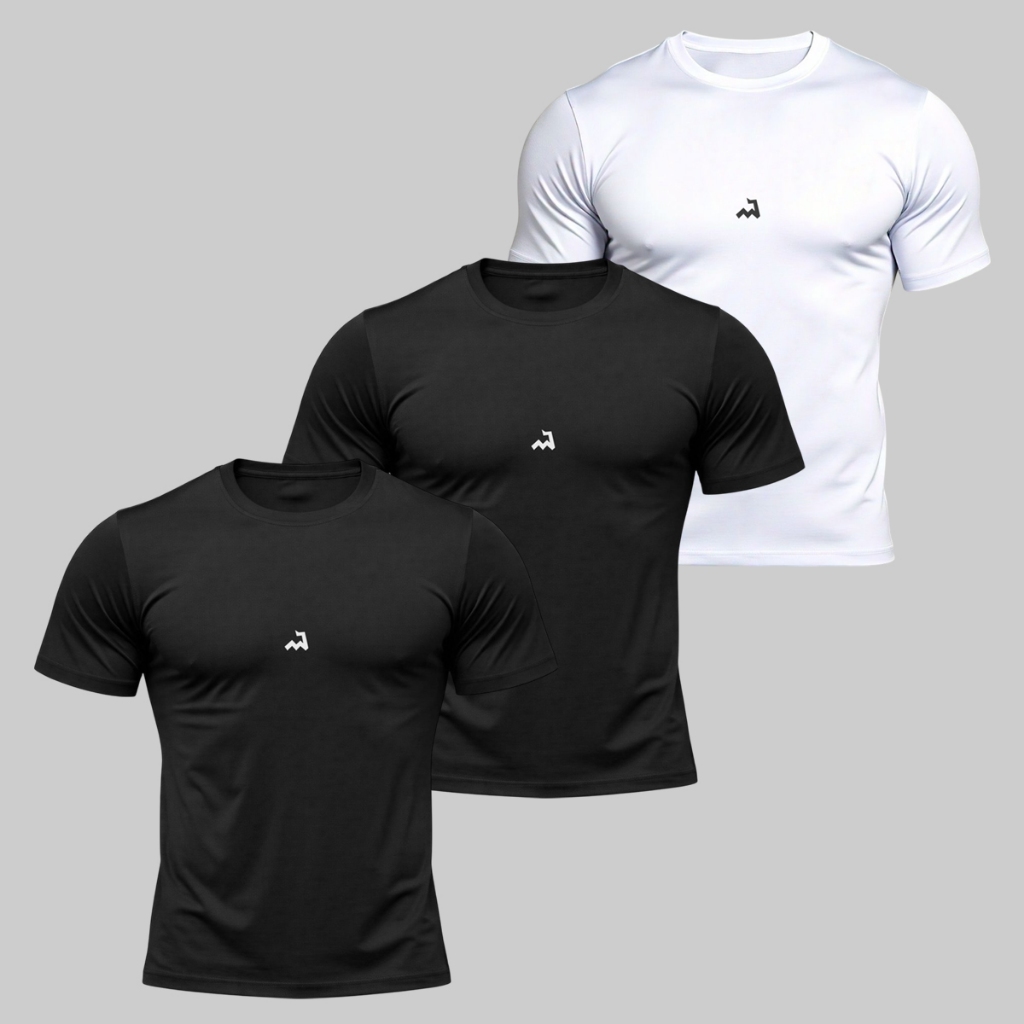 Kit 3 Camiseta Dry Fit Masculina Fitness Academia Corrida Poliester Premium Esporte Anti Odor