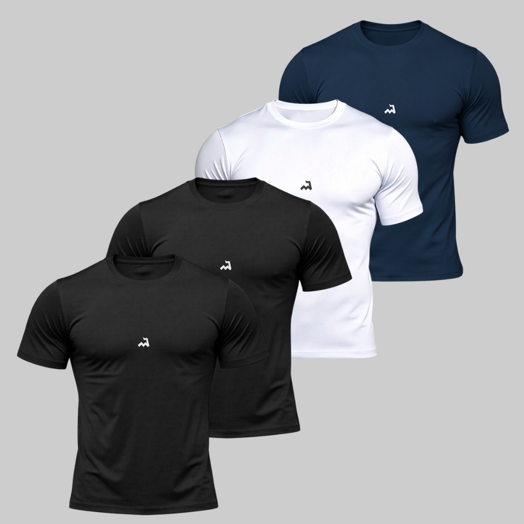 Kit 4 Camiseta Dry Fit Masculina Fitness Academia Corrida Poliester Premium Esporte Anti Suor Slim