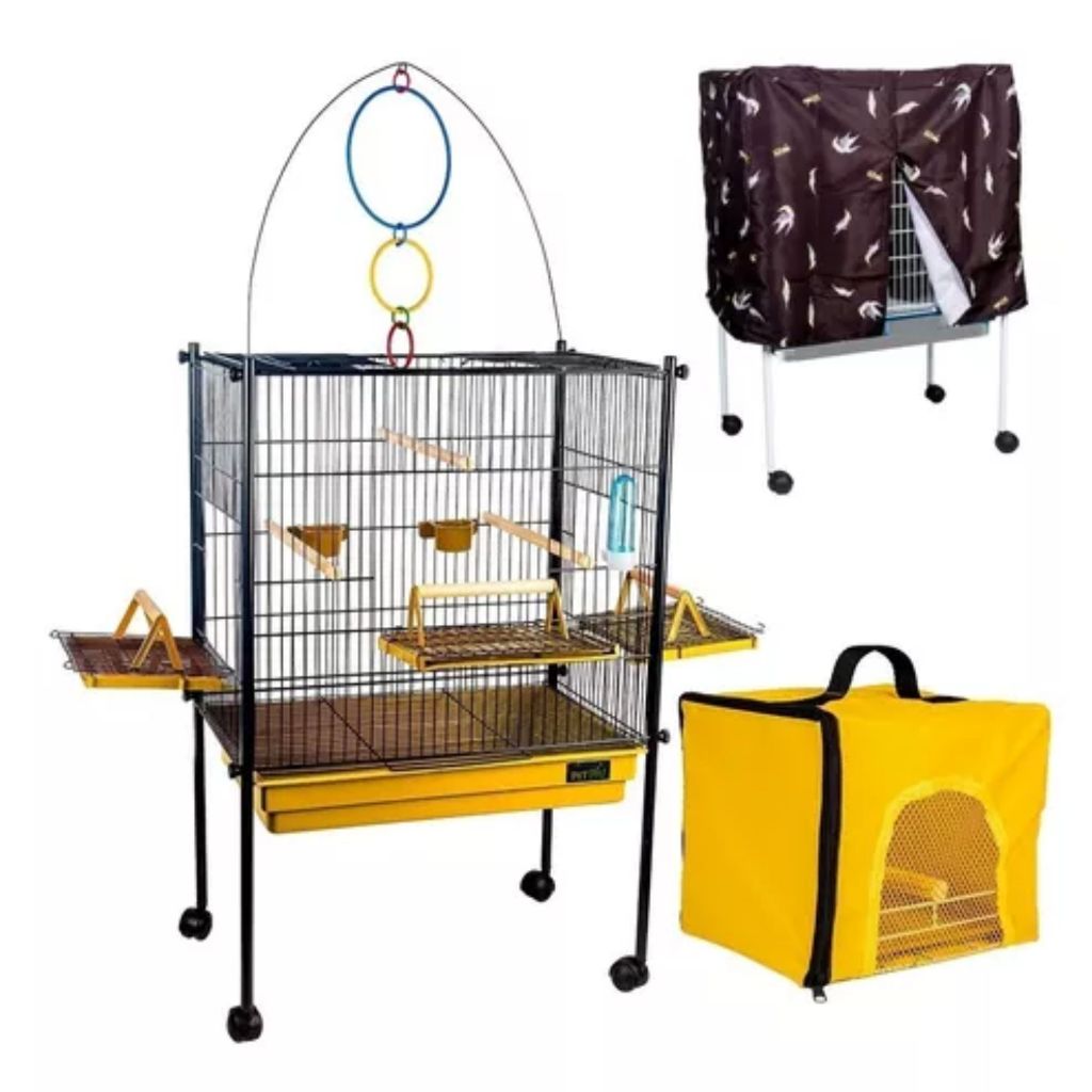 Gaiola Viveiro Grande Para Calopsita Aves Com Bolsa De Transporte Para Viagem E Capa Para Gaiola