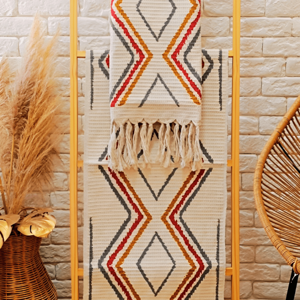 Jogo Passadeira 3 Peças de Tear Tapete de Cozinha Salas Corredores e ao lado da Cama Estampa Fiore