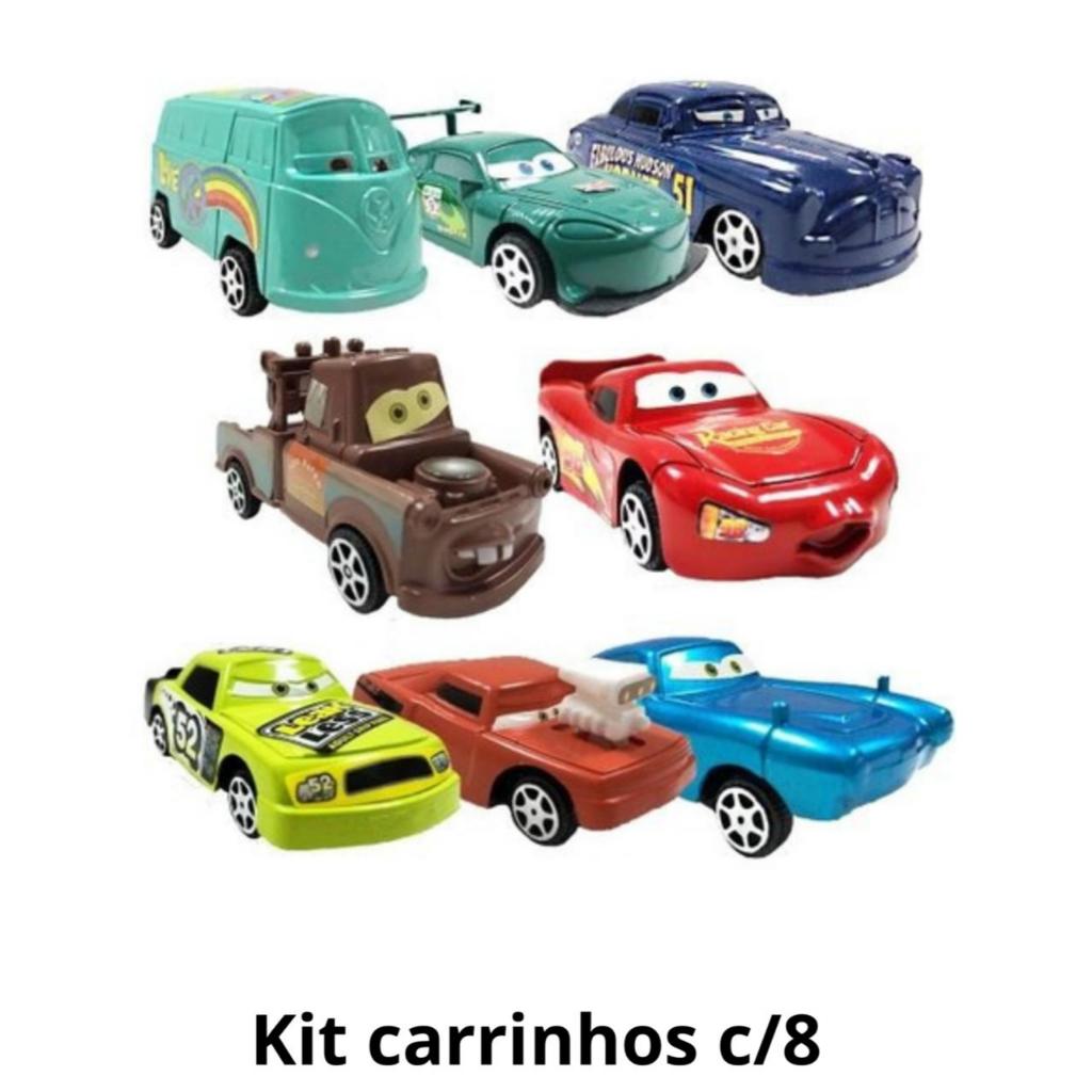 Kit com 6/8 Carrinhos Com e Sem Fricção Filme Carros Relâmpago Mcqueen Brinquedo Infantil Envio Imed