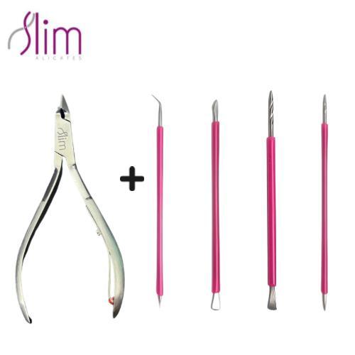 Cutelaria 4 peças Palito Espátula Mista Desencravador + Alicate Slim Profissional Podologia