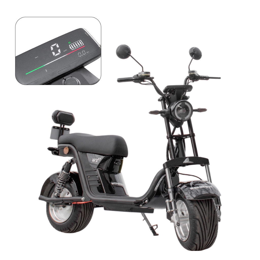 Scooter Moto Elétrica WeHawk WX-11/12 1000W 60V Bateria de Lítio 20Ah Removível Freio a disco