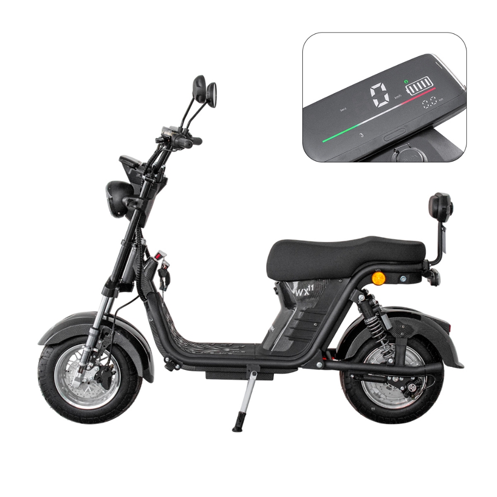 Scooter Moto Elétrica WeHawk WX-11/12 | 1000W | 60V 20Ah | 2 Lugares | Bateria Removível de Lítio