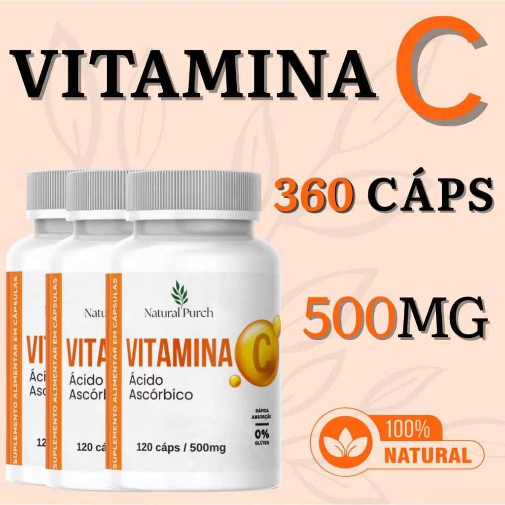 Vitamina C Puríssima 500mg com 120 cápsulas Natural