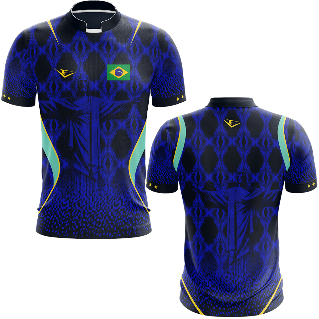 Camisa Camiseta do Brasil Cristo redentor AZUL world cup, Copa do Mundo 2026 #005 Mod 2026