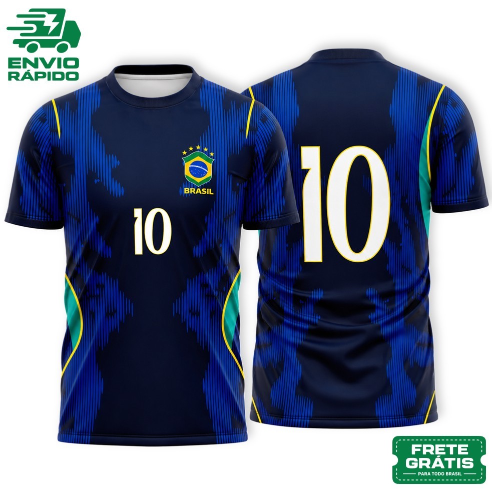 Camisa Camiseta Masculina Brasil AZUL Torcedor Patriota Copa do Mundo 2026 Dry Fit