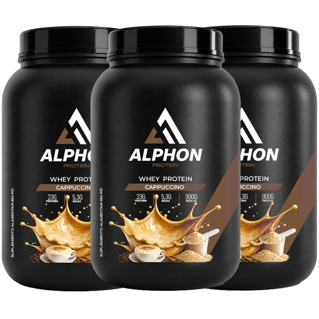 Alphon Whey Protein Cappuccino 900g Suplemento Proteico Alta Performance