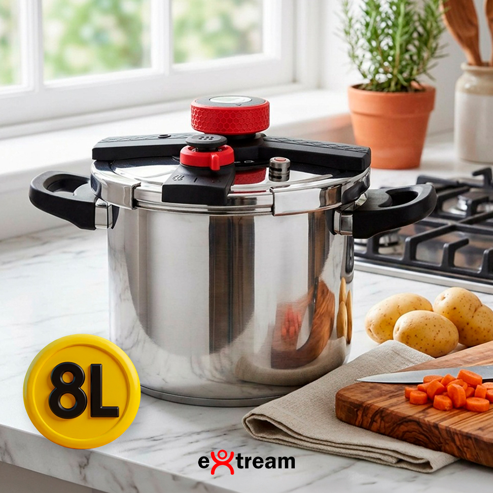 Panela de Pressão Aço Inox Fundo Triplo Sistema Antiexplosão - Extream Indução e Gás - 8L 6,2L 4,5L