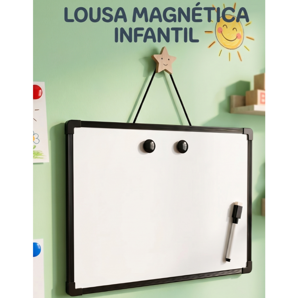 Quadro Magnético Infantil Lousa Branca Para Pintar Desenhar Brinquedo Criança Aprendizado
