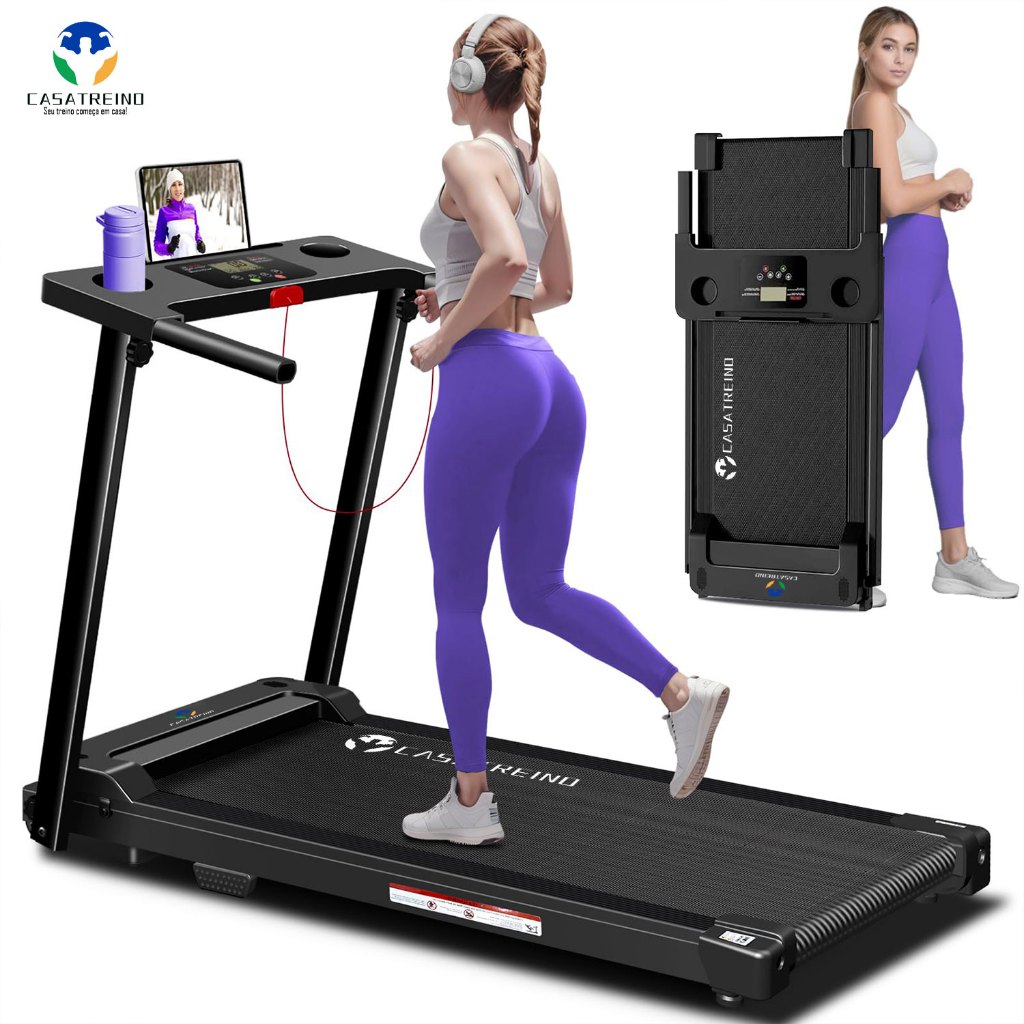 Esteira Elétrica 127/220V Dobrável Silenciosa para Casa com Amortecimento Caminhada Corrida Fitness