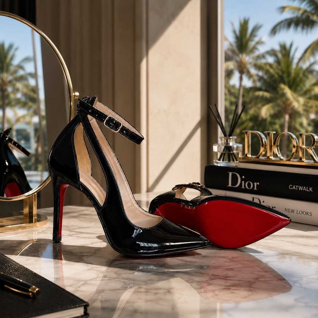 Scarpin Feminino Salto Alto 10cm Verniz Solado Vermelho Slingback Elegante Festa Formatura Social
