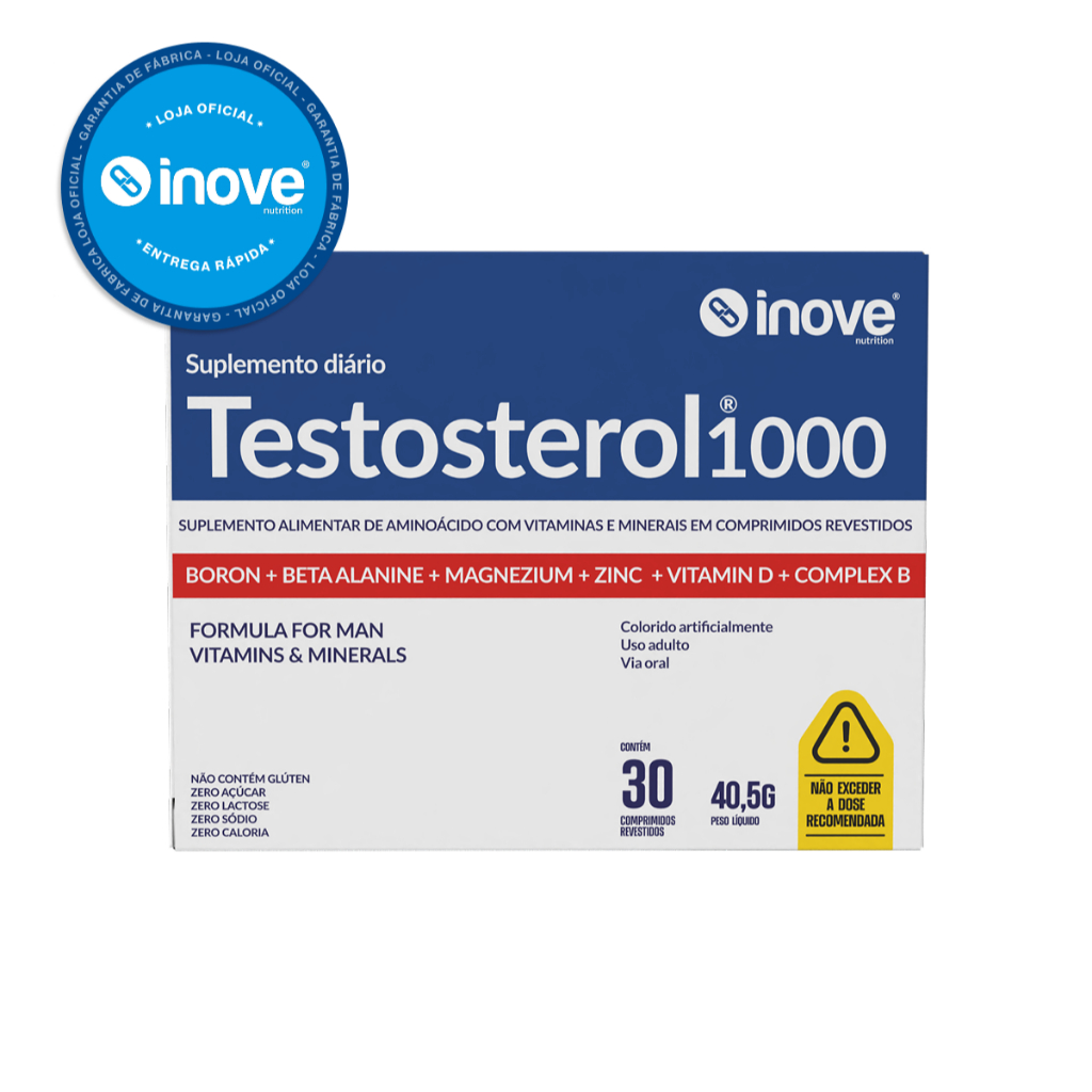 Testosterol1000 Booster Masculino | Boro + Beta Alanina + Magnésio + Zinco + Vitamina D + Complexo B