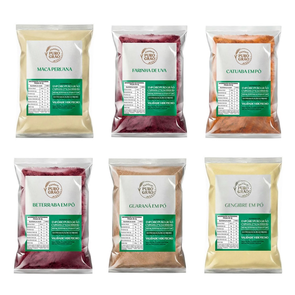 Kit Super Energético Pré Treino Natural em pó Beterraba Uva Guaraná Gengibre