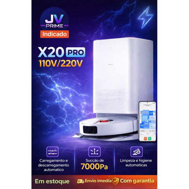 Robô Aspirador X20Pro Varre, Aspira,Esfrega-Dock Lava e Seca-110v-Produto Novo-A Pronta Entrega Com 