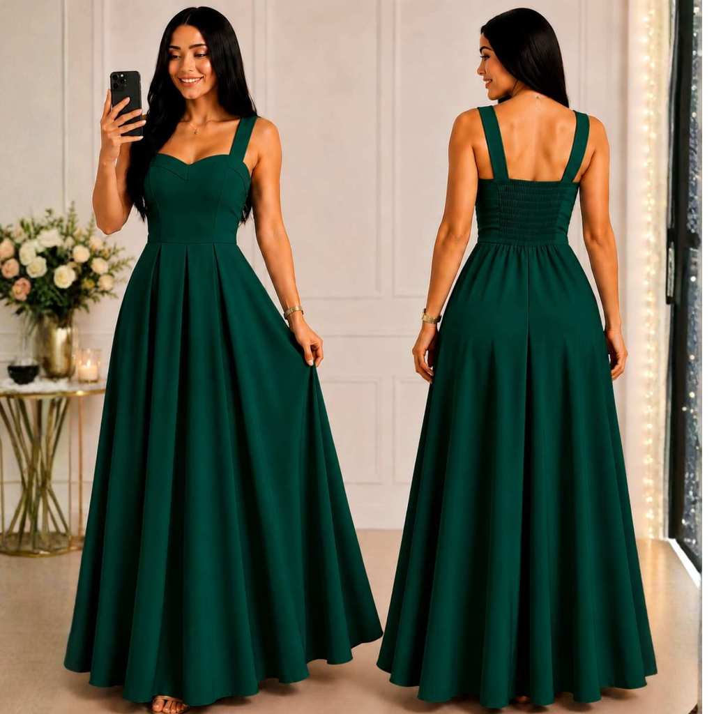 Vestido Longo Festa Feminino Duna Linho Elegante formatura casamento Não Amassa Tamanho M ao G1 Pron