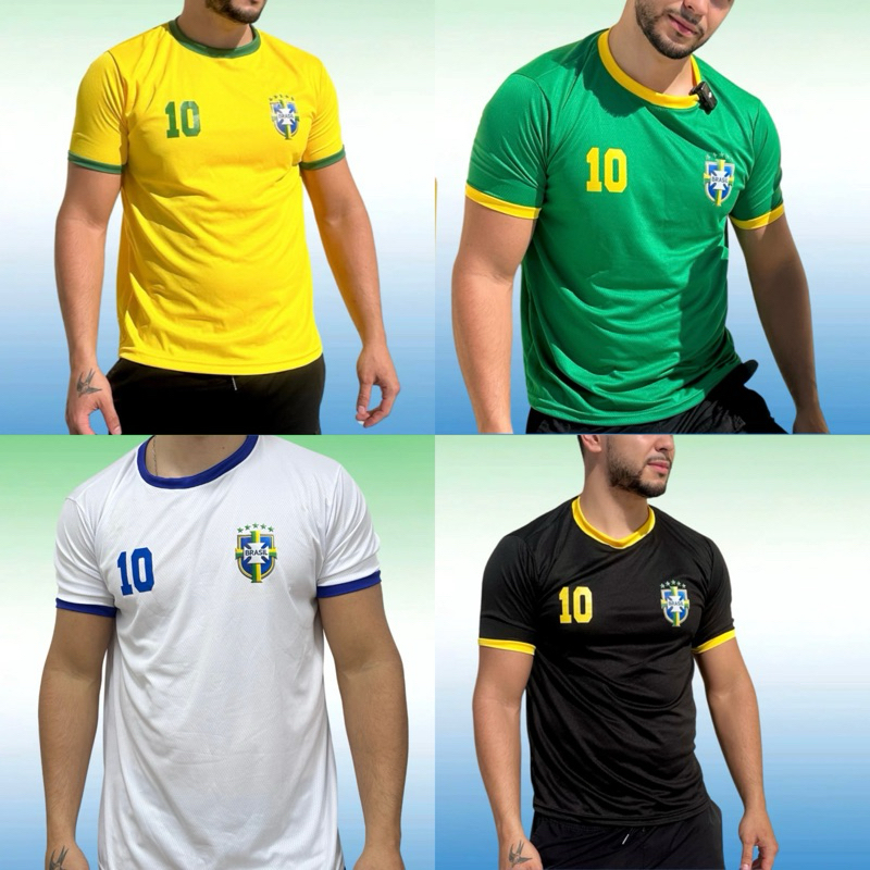 Camisa do Brasil Masculina Seleção Brasileira Dry Fit copa do mundo verde amarela azul branca P M G