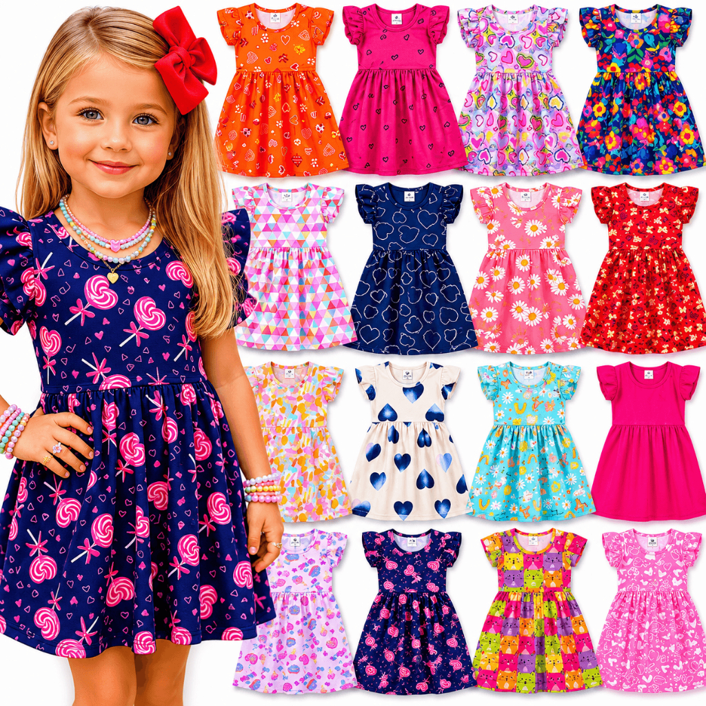 Kit Vestido Infantil Menina do Tamanho 1 ao 10 anos | Vestido Infantil Confortável e Fresquinho (Sor