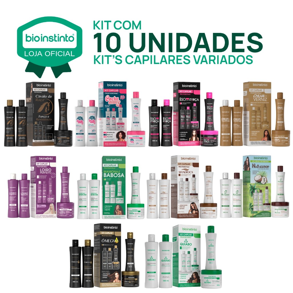 10 KITS Bio Instinto com  4 Itens Cada A sua Escolha  Anti  Queda  Nutrição  Brilho Salão de Beleza