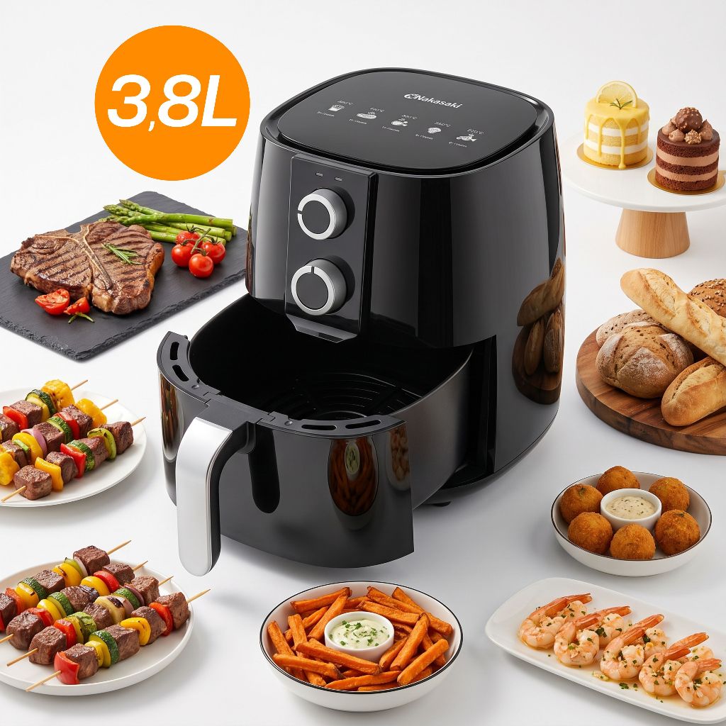 Fritadeira Elétrica Air Fryer 3,8L Sem Óleo 1700W Antiaderente Digital Assar Fritar Nakasaki Control