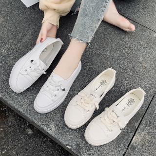 Image of Women's small white shoes 2020 new women's shoes Korean version shallow mouth low tube shoes women's wear-resistant, waterproof and non slip student shoes women's sports shoes set foot shoes breathable running shoes biscuit shoes flat shoes