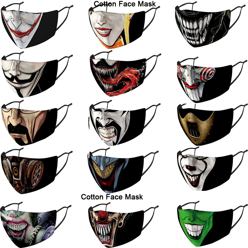 Halloween Joker Design Face Mask Men Women Adult 3D Printed Masks Anti