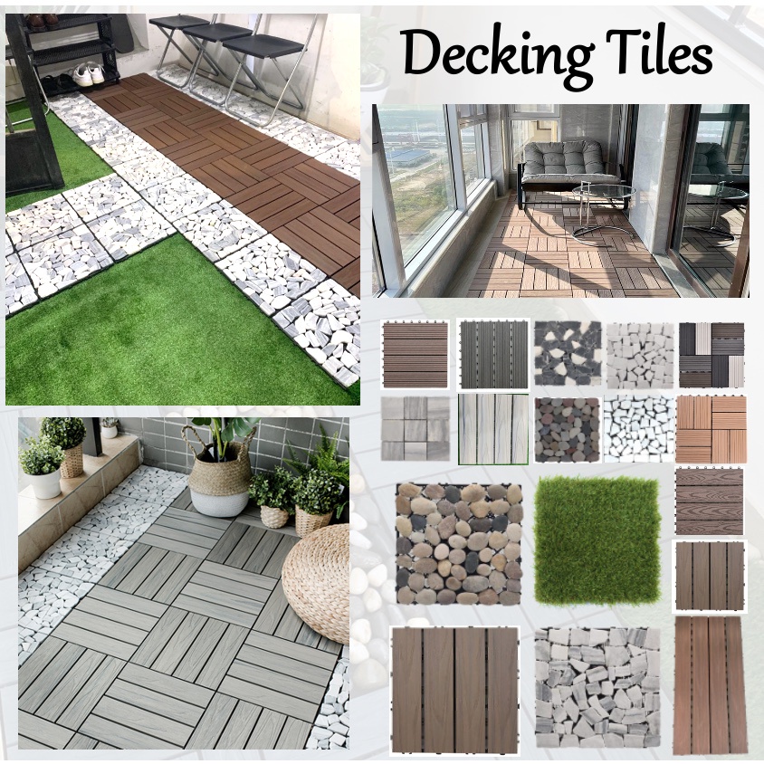 [SG SELLER] Wooden Decking Tile Artificial Grass Stone Decking Turf