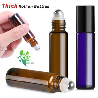 10ml Thick Essential Oil Glass Bottle Roll on Bottles Roller Bottles Perfume Bottle(Amber/Blue)