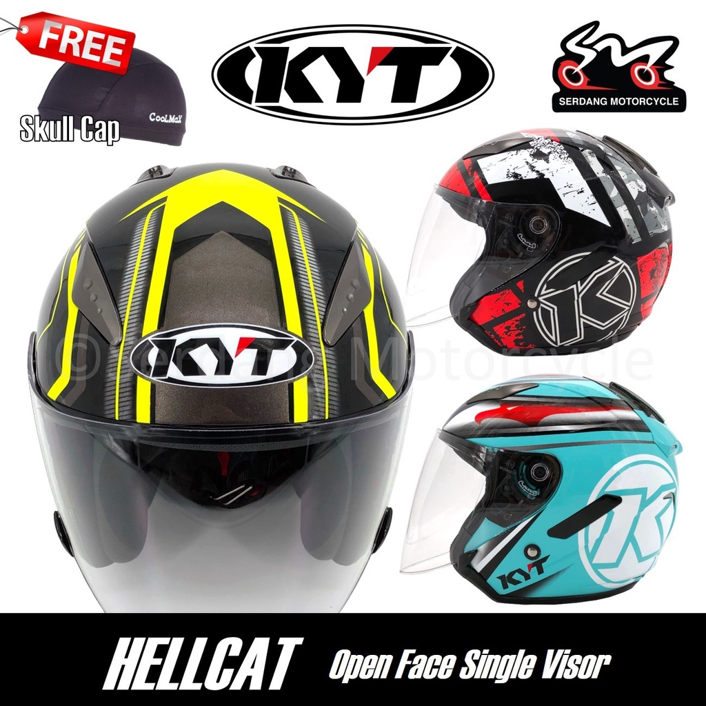 [Shop Malaysia] KYT Hellcat Star K-Racing Restart Aqua Blue Matrix Arrow K Racing Helmet Open Face Single Visor Topi Keledar