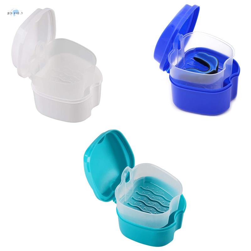 Blue Denture Case, Denture Cup with Strainer, Denture Bath Box False ...