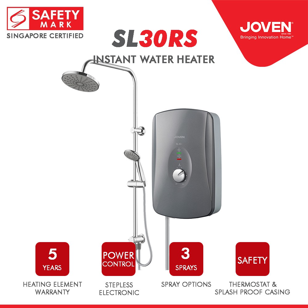 Joven SL30 Rain Shower Instant Water Heater (Grey) | Shopee Singapore