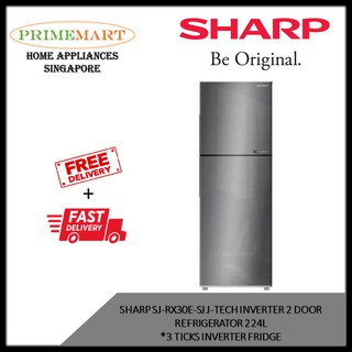 Sharp SJ-RX30E-SL J-Tech Inverter 2 Door Refrigerator 224L * 3 TICKS INVERTER FRIDGE * 2 YEARS LOCAL WARRANTY