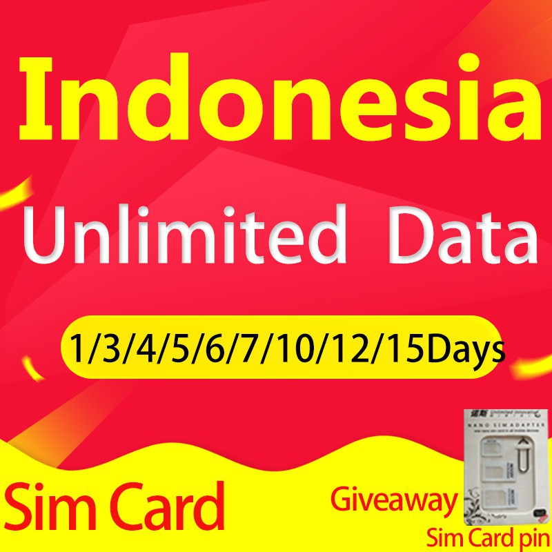 Indonesia Sim Card Unlimited Data Sim Card Internet Unlimited Card 3 5 7 8 10 12 15 Days Shopee Singapore