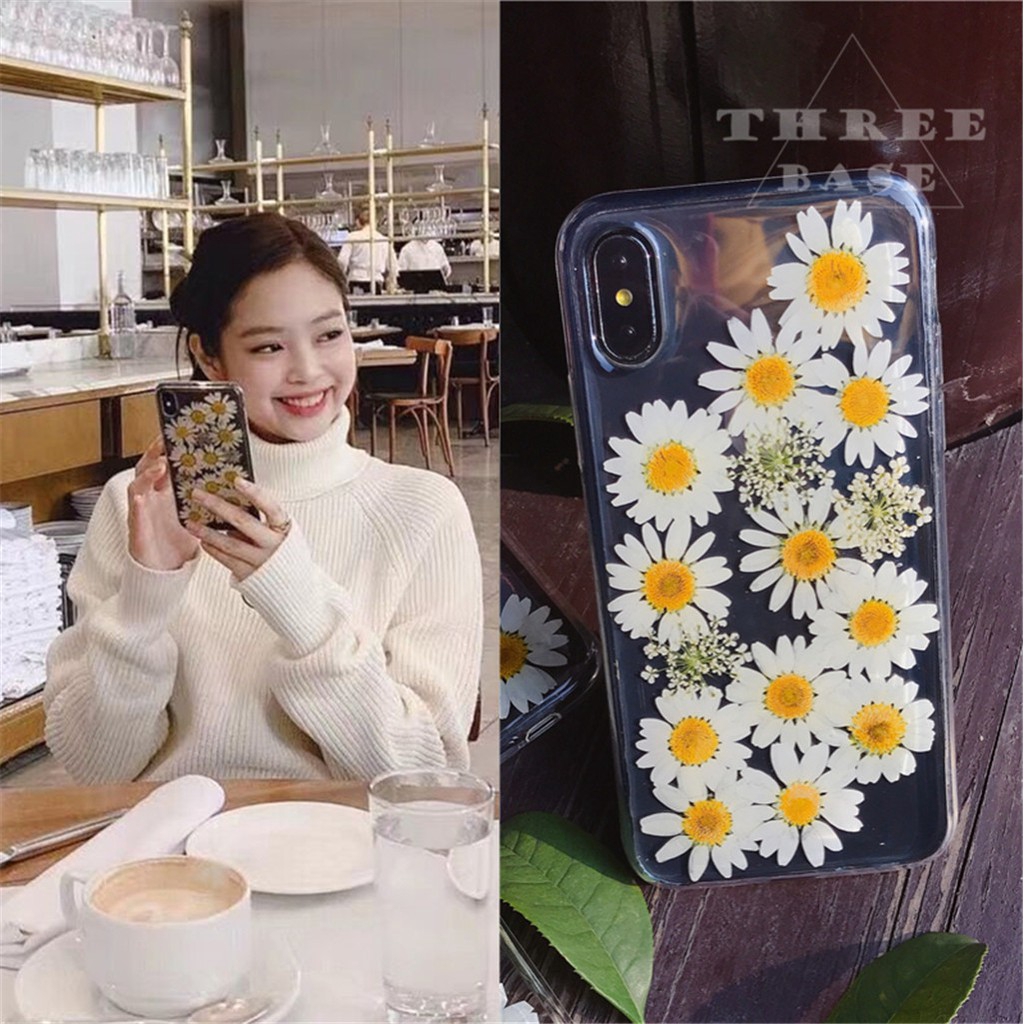 Phone case Jennie Korean Daisy True flowers cases gold foil iPhone6 i7