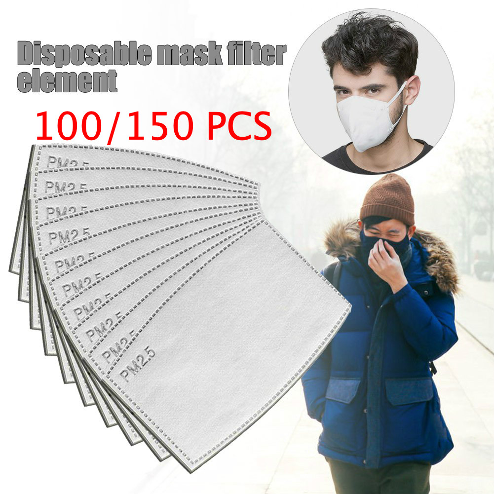 100/150Pcs PM2.5 Protective Mask Filter Carbon Filter Mask Replaceable