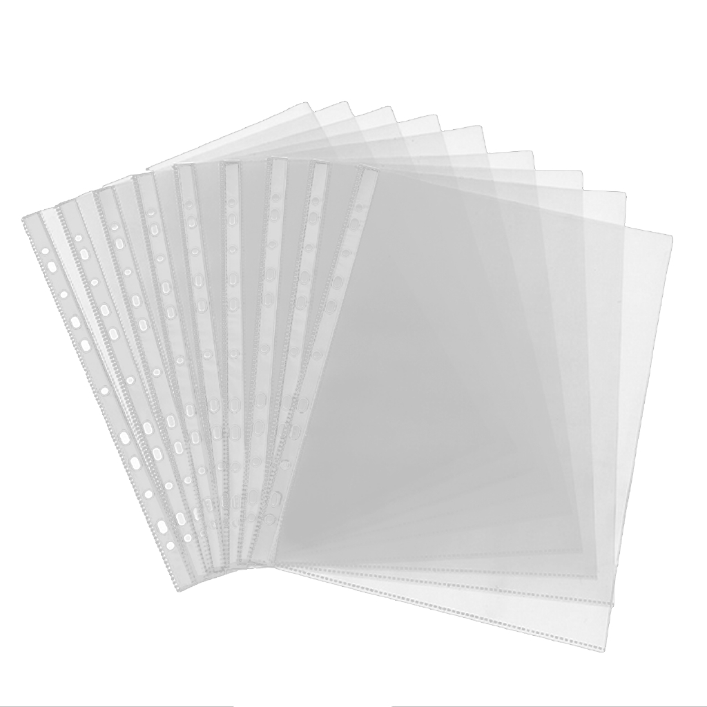 20PCS A4 Size 11-Hole Loose Leaf Clear PVC Sheet Page Protectors for ...