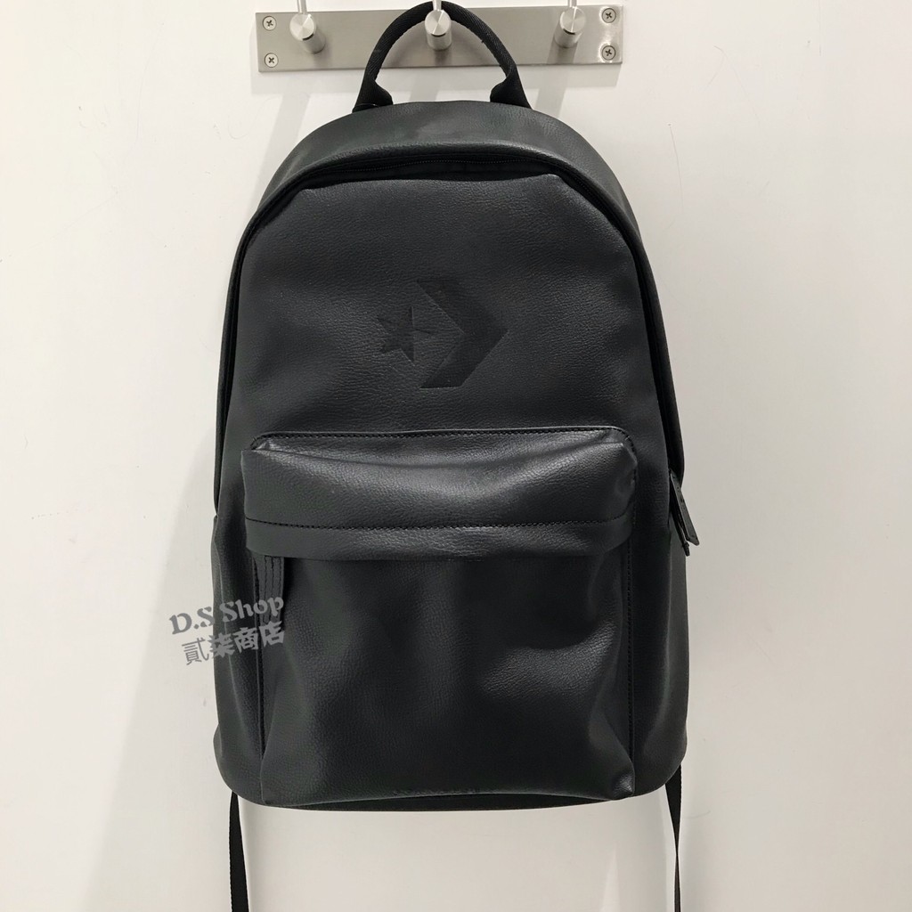 black leather converse backpack