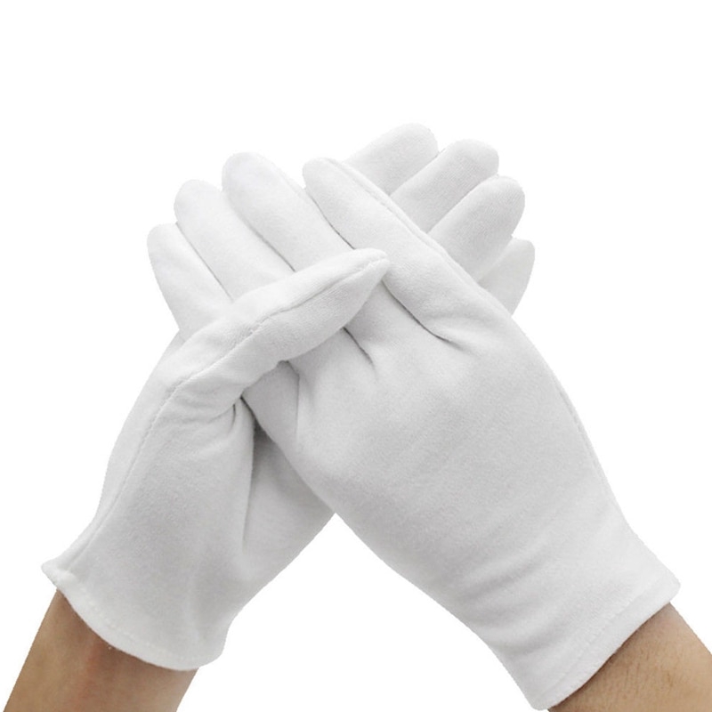 1 Pair White Cotton Gloves Thin Elastic Soft gloves Shopee Singapore