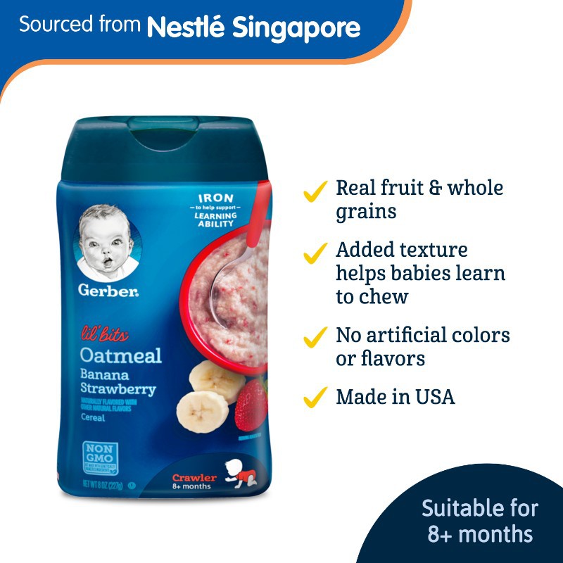 gerber lil bits oatmeal banana strawberry cereal