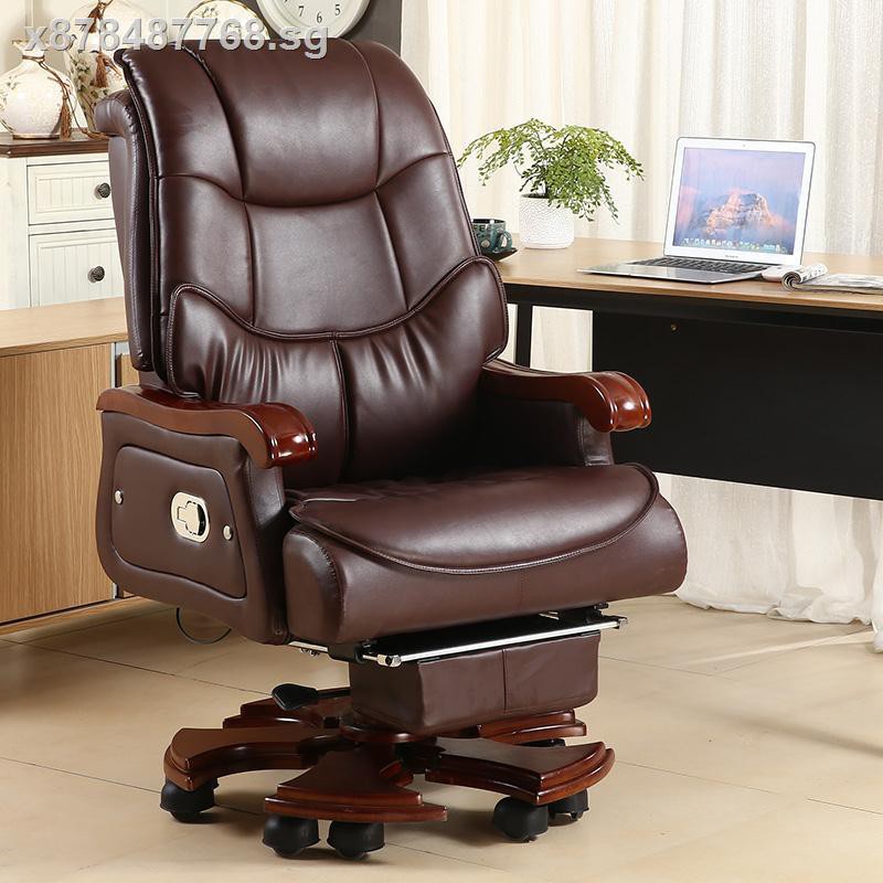 Factory Direct Sale Household Can Lay Head Layer Cowhide Office Chair High Grade Large Computer Massage Shopee Singapore