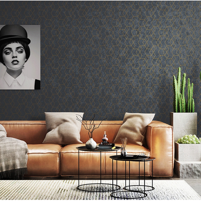 Wallpaper Dark Grey Luxury Geometric, Living Room Wallpaper Ideas Grey