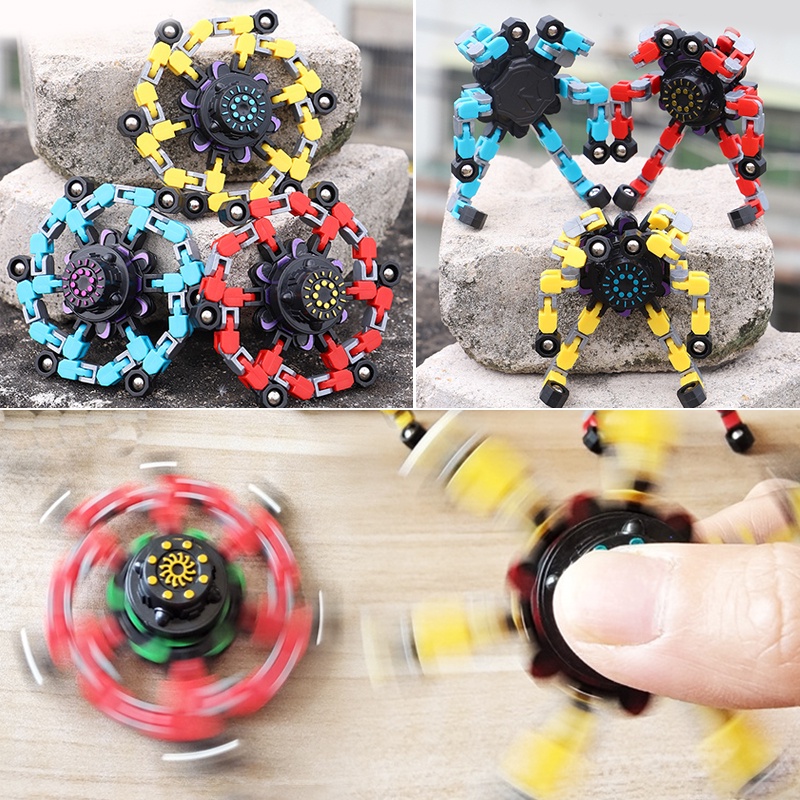 Robot Figet Toys For Boys Girls Fingertip Spin Top Toy Sensory Toys For Autism Transformable Fingertip Gyro Spinner- Hand Fidget Spinner Finger Toy DIY Stress Anxiety Relief Toys For Kids 