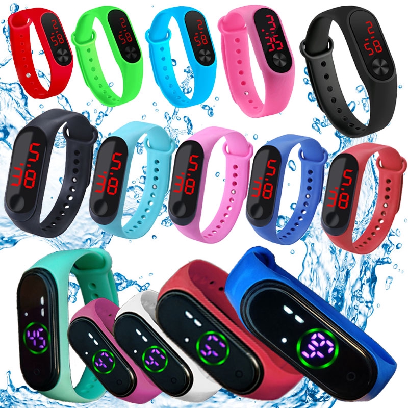 New Xiaomi Mi 2 3 4 Led Digital Watch Jam Tangan Anak Outdoor Sports Timing Waterproof Silicone Touch Screen Kidswatch Shopee Singapore