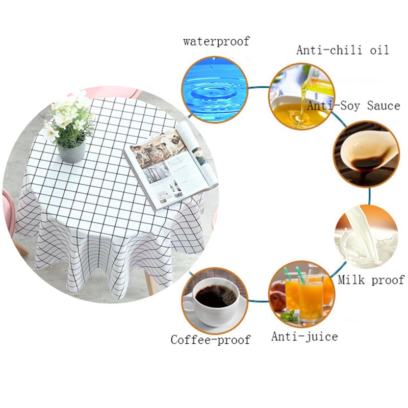 PVC Round Tablecloth Waterproof Oilproof Wipeable Restaurant Cafe Dining Table Cloth Home Decoration