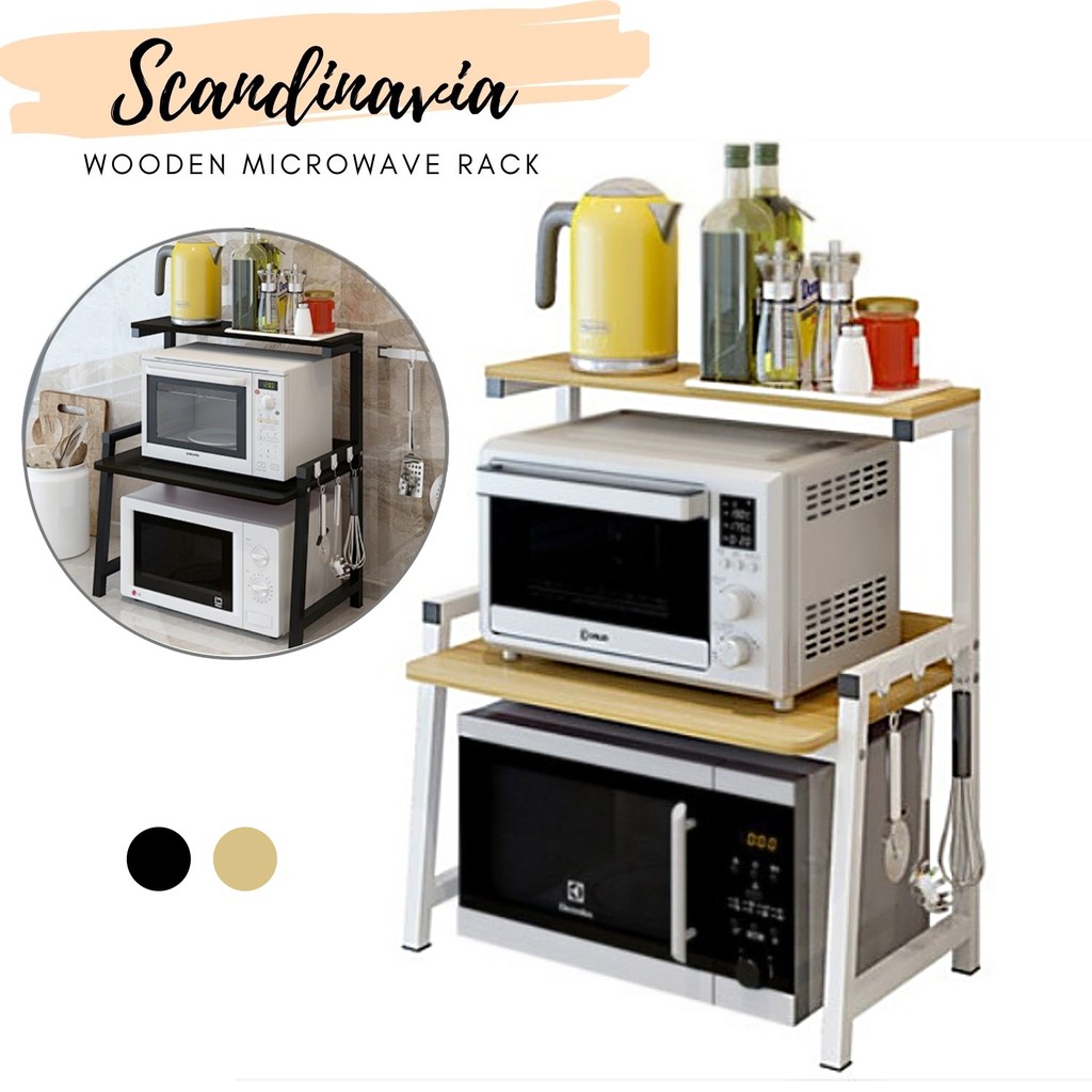 𝙎𝙘𝙖𝙣𝙙𝙞𝙣𝙖𝙫𝙞𝙖 Wooden Microwave Rack | Shopee Singapore